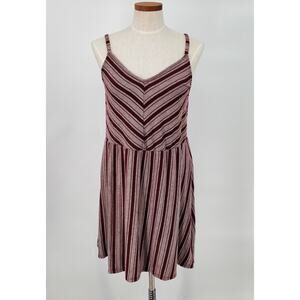 Universal Thread‎ Burgundy Striped Mini Dress Womens Large Pre-Owned